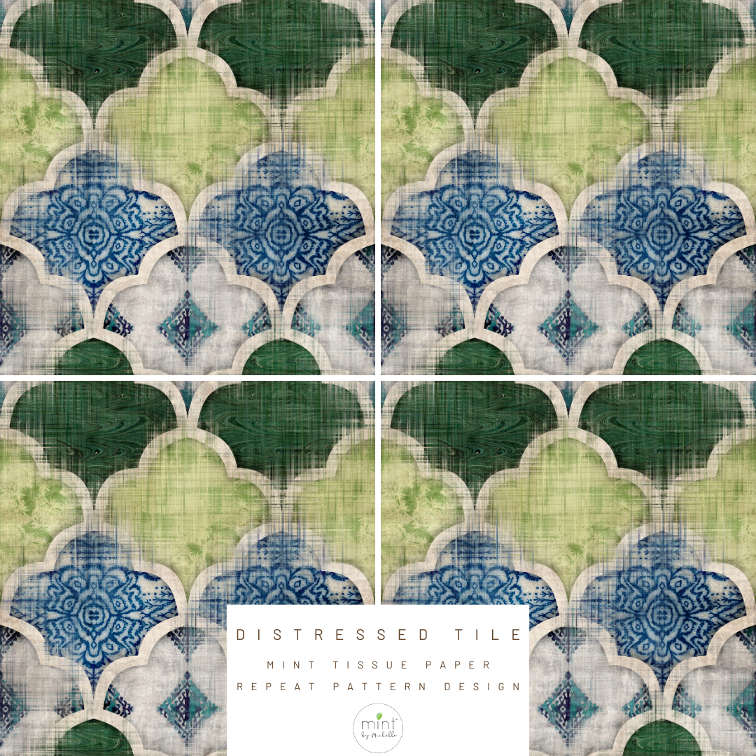 Distressed Tile - Mint Tissue Paper