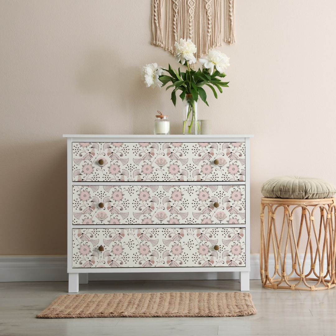 Pink Peacocks - Mint Tissue Paper