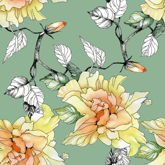 Pastel Florals - Mint Tissue Paper